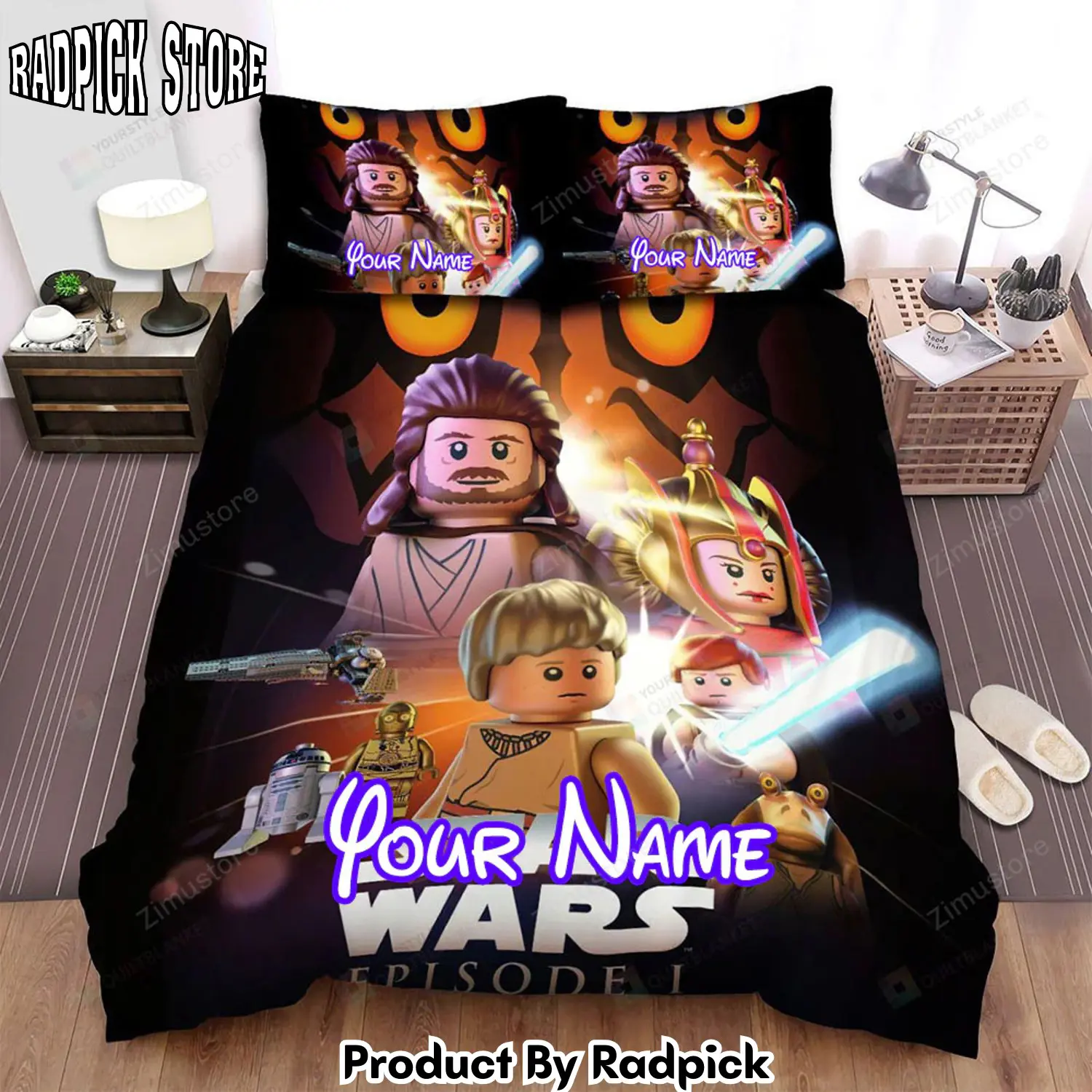 Radpick star wars episode i the phantom menace lego of main actors movie poster bed sheets spread comforter duvet cover personalized name bedding sets rp3271983